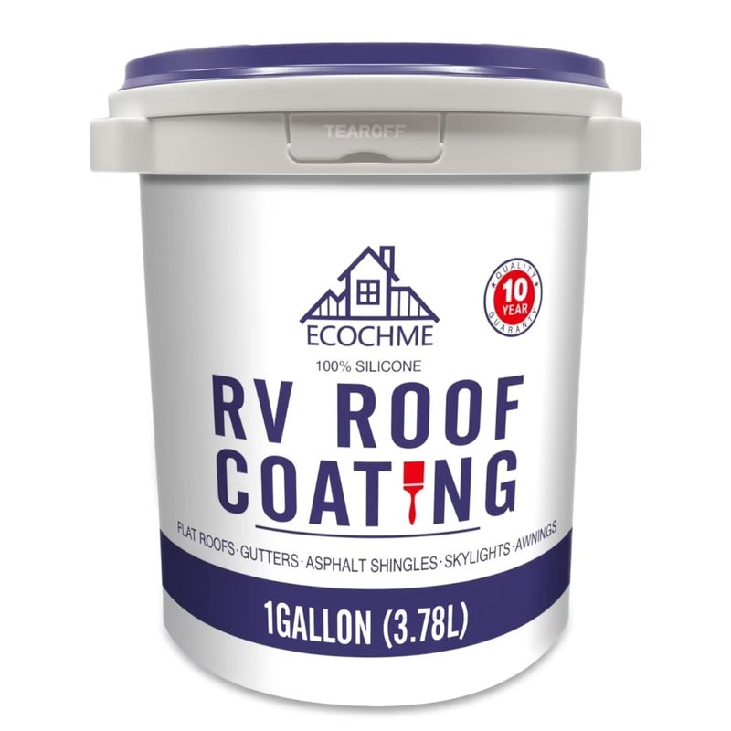 ECOCHME RV Roof Sealant- Solar Reflective Flexible Waterproof Membrane Coating for Camper & Travel Trailers,Seal Leaks,Cracks,Seams,No Need Primer (1Gallon) - Image 1